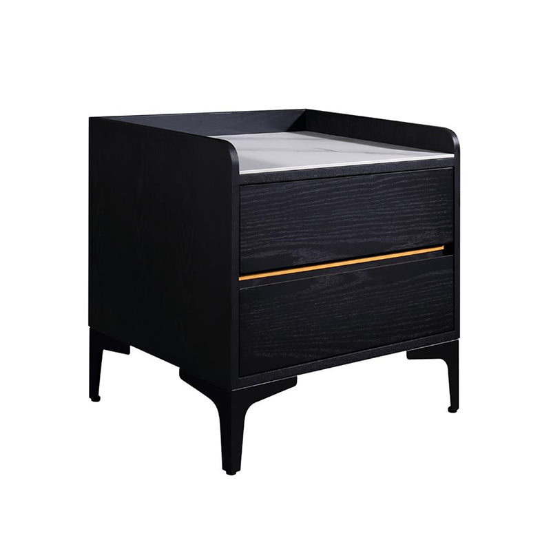 Easy-Clean Scandinavian Bedside Table - Eco-Friendly Wood Veneer & Smooth 2-Drawer Nightstand For Bedroom