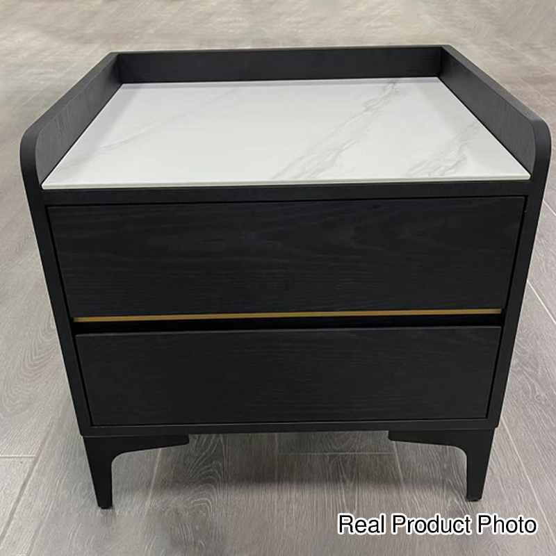 Easy-Clean Scandinavian Bedside Table - Eco-Friendly Wood Veneer & Smooth 2-Drawer Nightstand For Bedroom