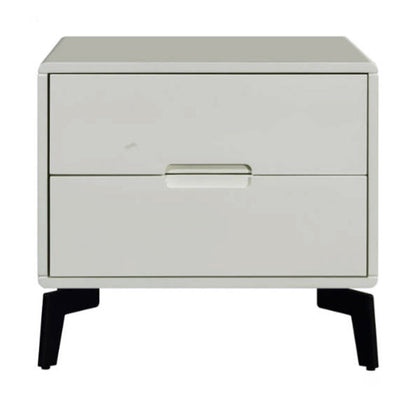 Modern Minimalist Carbon Steel Frame Nightstand - Lacquered Veneered Plywood 2-Drawers Bedside Table For Bedroom