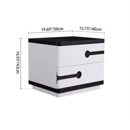 Contemporary Scandinavian Veneered Plywood Bedside Table - Two Drawer Walnut White Contrast Nightstand For Bedroom