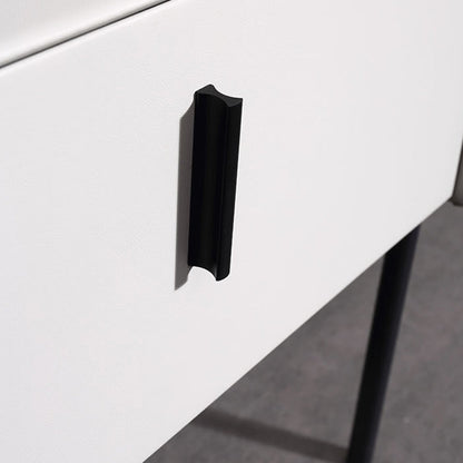 Modern Minimalist Veneered Plywood Nightstand - Matte Black Frame 1-Drawer Bedside Table For Bedroom
