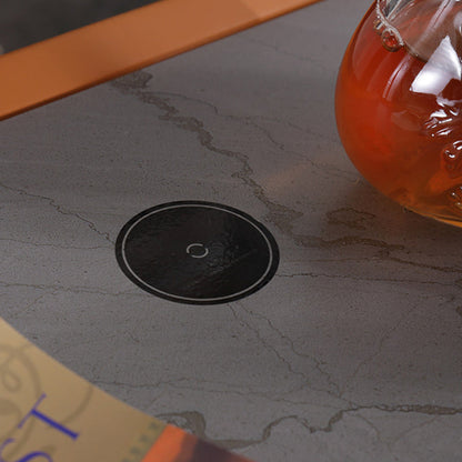 Contemporary Wireless Charger & LED Sensor Light Nightstand - Sintered Stone Top 2-Drawer For Bedroom