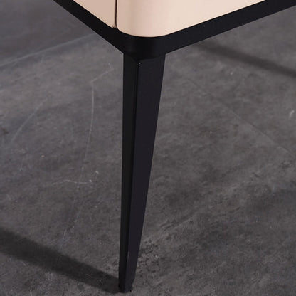 Contemporary Matte Metal Faux Leather Bedside Table - 1-Drawer Nightstand For Bedroom