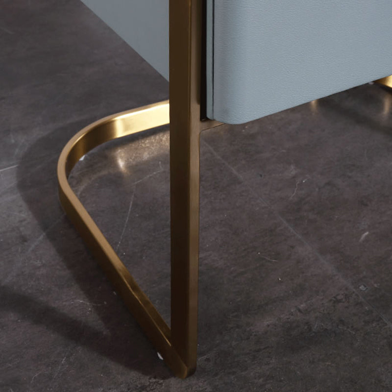 Contemporary Scandinavian Faux Leather Bedside Table - Curved Square 1-Drawer For Bedroom