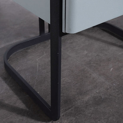 Contemporary Scandinavian Faux Leather Bedside Table - Curved Square 1-Drawer For Bedroom