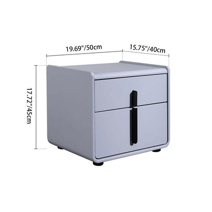 Modern Minimalist Faux Leather Nightstand - Square 2 Drawer Bedside Table For Bedroom