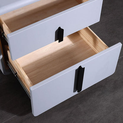 Modern Minimalist Faux Leather Nightstand - Square 2 Drawer Bedside Table For Bedroom