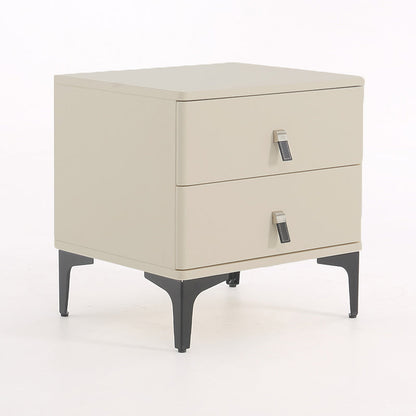 Modern Minimalist Elegant 2 Drawers Nightstand - Soft Rounded Edges Bedside Table For Bedroom
