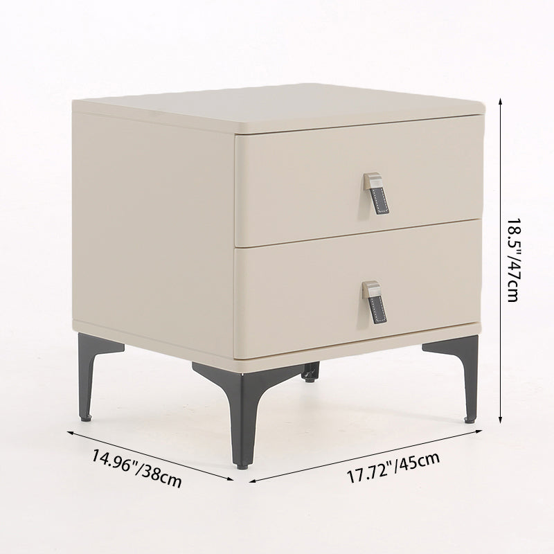 Modern Minimalist Elegant 2 Drawers Nightstand - Soft Rounded Edges Bedside Table For Bedroom