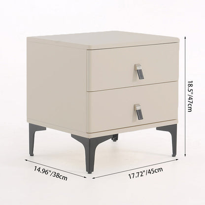 Modern Minimalist Elegant 2 Drawers Nightstand - Soft Rounded Edges Bedside Table For Bedroom