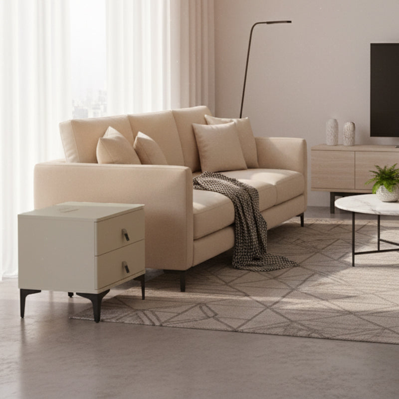 Modern Minimalist Elegant 2 Drawers Nightstand - Soft Rounded Edges Bedside Table For Bedroom