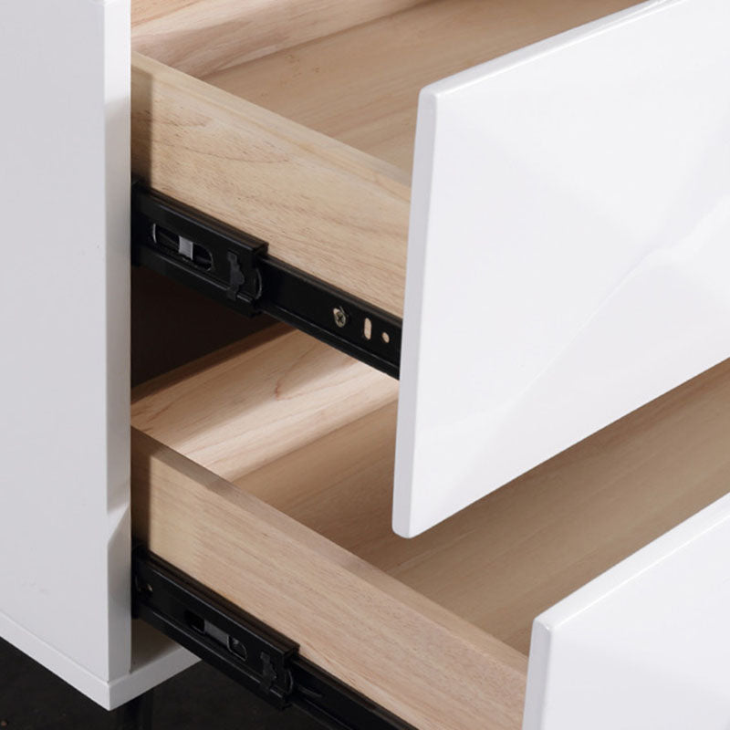 Modern Minimalist High-Gloss Veneer 2 Drawers Nightstand - Diamond Texture Bedside Table For Bedroom
