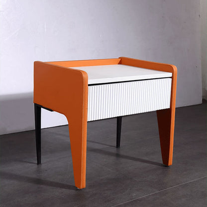 Traditional French Vertical Groove 1 Drawer Nightstand - Ribbed Square Bedside Table For Bedroom