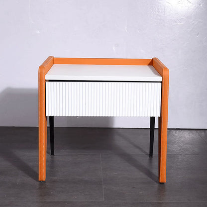 Traditional French Vertical Groove 1 Drawer Nightstand - Ribbed Square Bedside Table For Bedroom