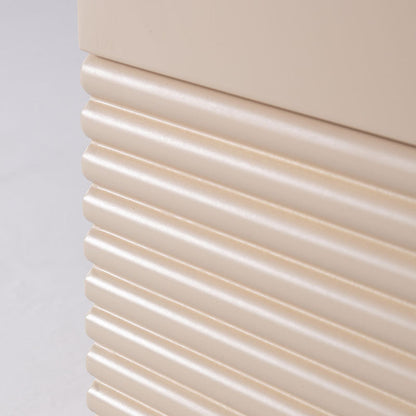 Modern Minimalist Polished Metal Legs Bedside Table - Ribbed 2 Drawer Nightstand For Bedroom