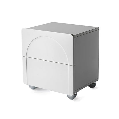 Contemporary Creative 2 Drawers Nightstand - Curved Front Stainless Steel Ball Legs Bedside Table For Bedroom