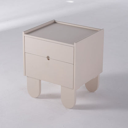 Contemporary Creative Semi-Circular Bedside Cabinet - Artistic 2 Drawers Nightstand For Bedroom