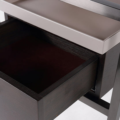 Contemporary Creative Square Stainless Steel Frame Bedside Table - 1 Drawer Nightstand For Bedroom