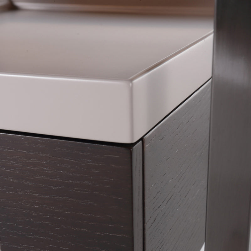 Contemporary Creative Square Stainless Steel Frame Bedside Table - 1 Drawer Nightstand For Bedroom
