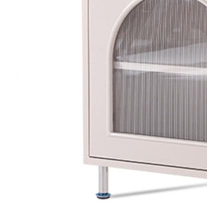 Contemporary Scandinavian Ribbed Glass Door Bedside Table - Semi-Transparent Nightstand For Bedroom