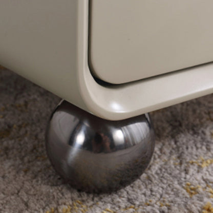 Contemporary Creative Soft Corners Metal Pulls Bedside Table - 2 Drawer Ball Legs Nightstand For Bedroom