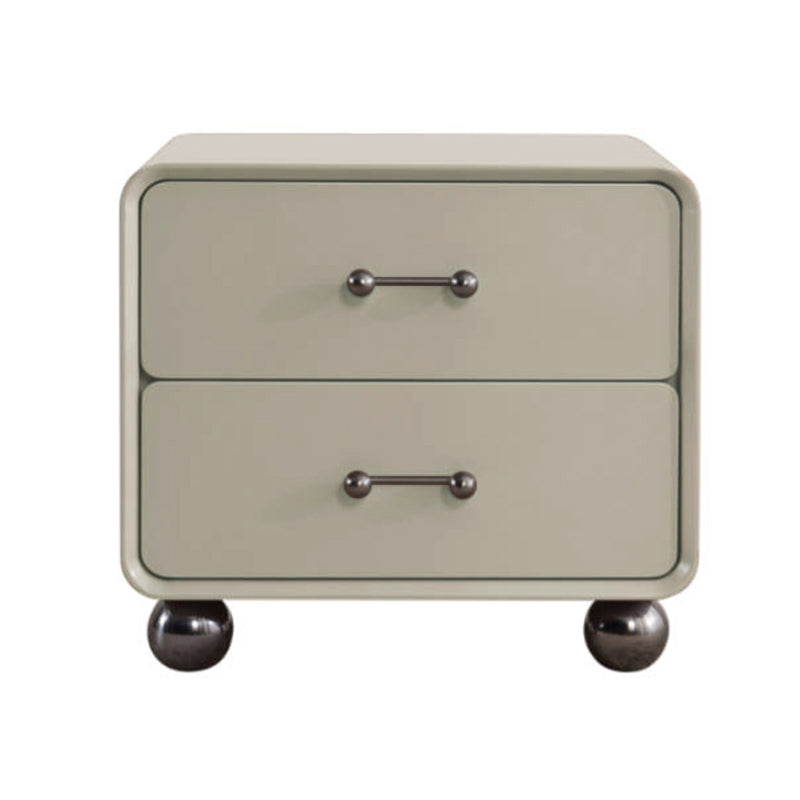 Contemporary Creative Soft Corners Metal Pulls Bedside Table - 2 Drawer Ball Legs Nightstand For Bedroom