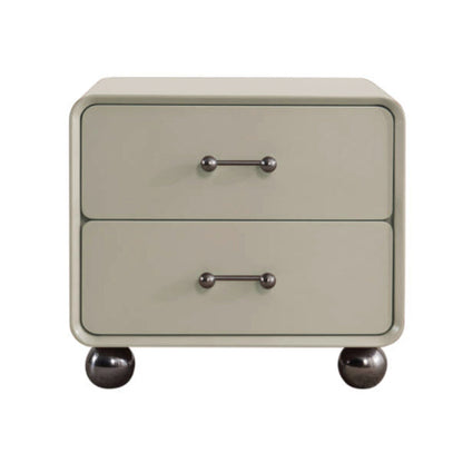 Contemporary Creative Soft Corners Metal Pulls Bedside Table - 2 Drawer Ball Legs Nightstand For Bedroom