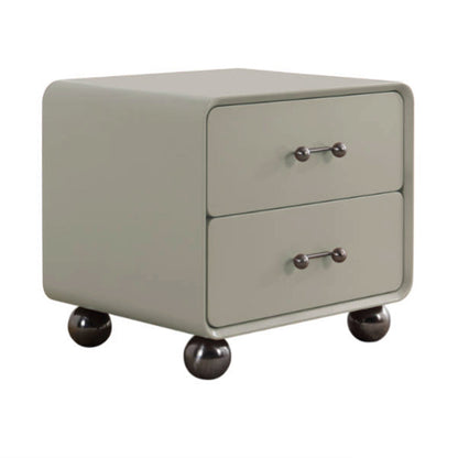 Contemporary Creative Soft Corners Metal Pulls Bedside Table - 2 Drawer Ball Legs Nightstand For Bedroom