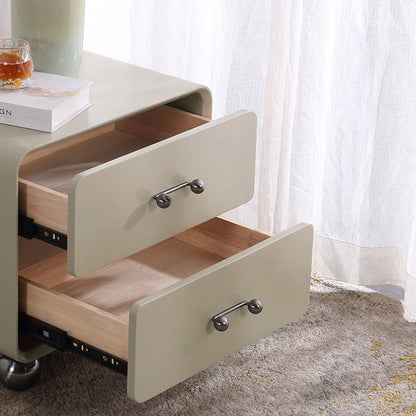 Contemporary Creative Soft Corners Metal Pulls Bedside Table - 2 Drawer Ball Legs Nightstand For Bedroom