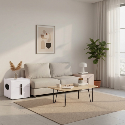 Contemporary Creative Smart Wireless Charger Bedside Table - 2 Drawers Square Nightstand For Bedroom