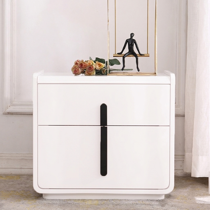 Contemporary Creative Smart Wireless Charger Bedside Table - 2 Drawers Square Nightstand For Bedroom