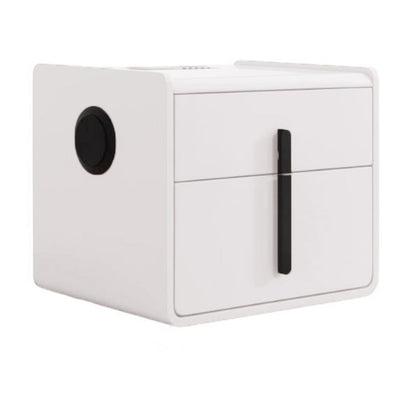 Contemporary Creative Smart Wireless Charger Bedside Table - 2 Drawers Square Nightstand For Bedroom