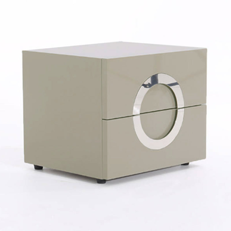Modern Minimalist Circle Handle Nightstand - Eco MDF 2 Drawers Bedside Table For Bedroom