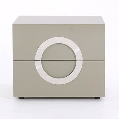 Modern Minimalist Circle Handle Nightstand - Eco MDF 2 Drawers Bedside Table For Bedroom