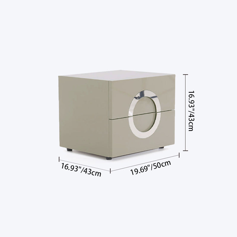 Modern Minimalist Circle Handle Nightstand - Eco MDF 2 Drawers Bedside Table For Bedroom