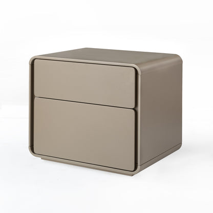 Modern Minimalist Smooth Edge 2 Drawers Nightstand - Curved Corners Bedside Table For Bedroom
