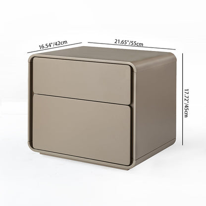 Modern Minimalist Smooth Edge 2 Drawers Nightstand - Curved Corners Bedside Table For Bedroom