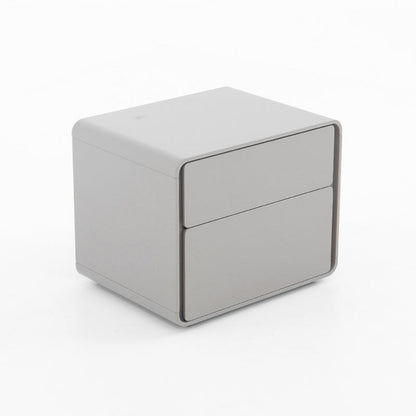 Modern Minimalist Smooth Edge 2 Drawers Nightstand - Curved Corners Bedside Table For Bedroom