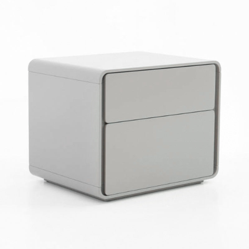 Modern Minimalist Smooth Edge 2 Drawers Nightstand - Curved Corners Bedside Table For Bedroom