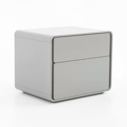 Modern Minimalist Smooth Edge 2 Drawers Nightstand - Curved Corners Bedside Table For Bedroom