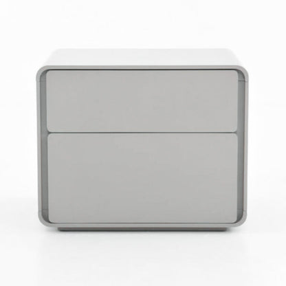 Modern Minimalist Smooth Edge 2 Drawers Nightstand - Curved Corners Bedside Table For Bedroom