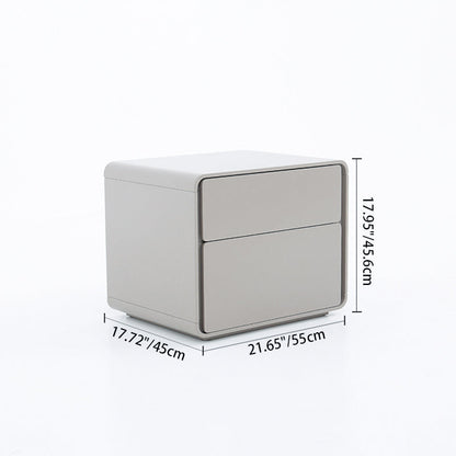 Modern Minimalist Smooth Edge 2 Drawers Nightstand - Curved Corners Bedside Table For Bedroom