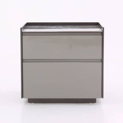 Contemporary Scandinavian Sintered Stone Bedside Table - Silent Soft-Close 2 Drawers Nightstand For Bedroom