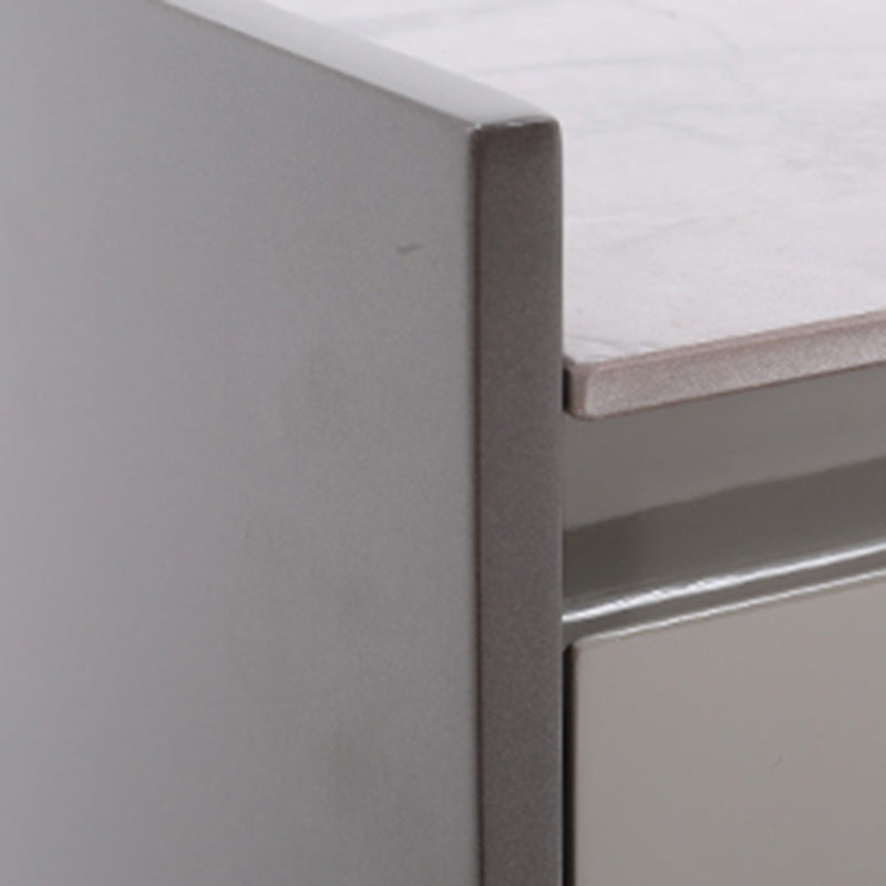 Contemporary Scandinavian Sintered Stone Bedside Table - Silent Soft-Close 2 Drawers Nightstand For Bedroom