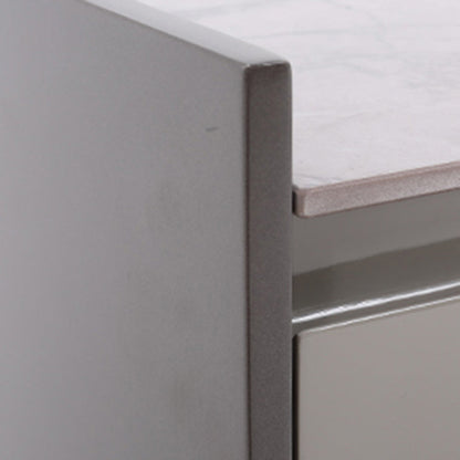 Contemporary Scandinavian Sintered Stone Bedside Table - Silent Soft-Close 2 Drawers Nightstand For Bedroom