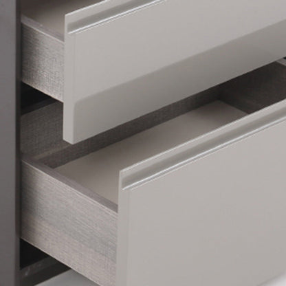 Contemporary Scandinavian Sintered Stone Bedside Table - Silent Soft-Close 2 Drawers Nightstand For Bedroom