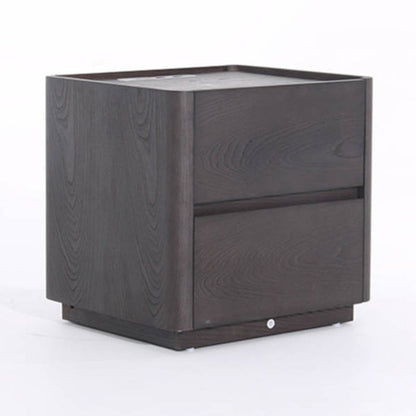 Traditional Vintage Square Hidden 2 Drawers Nightstand - Wireless Charging Sensor Light Bedside Table For Bedroom