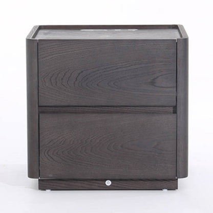 Traditional Vintage Square Hidden 2 Drawers Nightstand - Wireless Charging Sensor Light Bedside Table For Bedroom