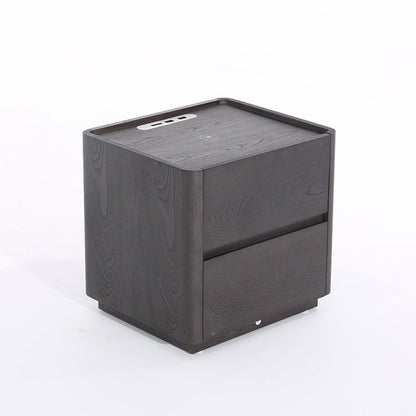 Traditional Vintage Square Hidden 2 Drawers Nightstand - Wireless Charging Sensor Light Bedside Table For Bedroom
