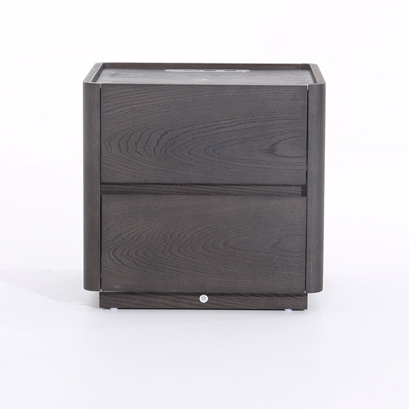 Traditional Vintage Square Hidden 2 Drawers Nightstand - Wireless Charging Sensor Light Bedside Table For Bedroom